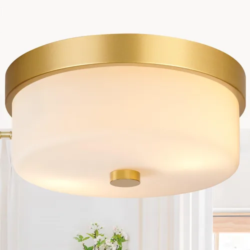 Vista 10 de Lámparas de techo de montaje empotrado, 2 luces de 12 pulgadas de níquel cepillado cerca de las lámparas de techo con pantalla de vidrio semillado
