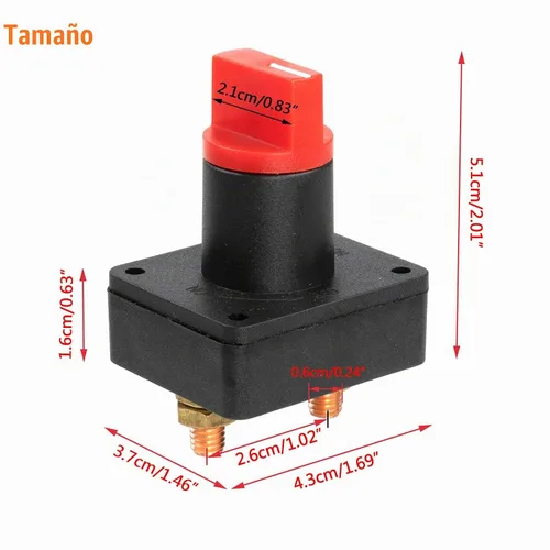 Vista 3 de Interruptor aislante universal de batería de 12 V, 24 V, 48 V, 60 V, desconectar, apagado, interruptor de apagado, coche, barco, camioneta, camión