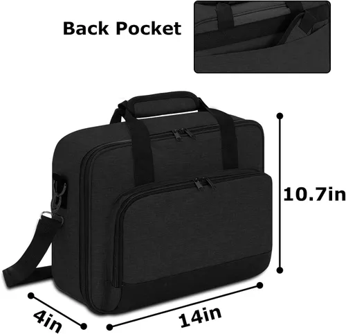 Vista 5 de Funda de transporte para proyector, bolsa para proyector con bolsillos de almacenamiento para accesorios y correas de hombro ajustables, bolsa