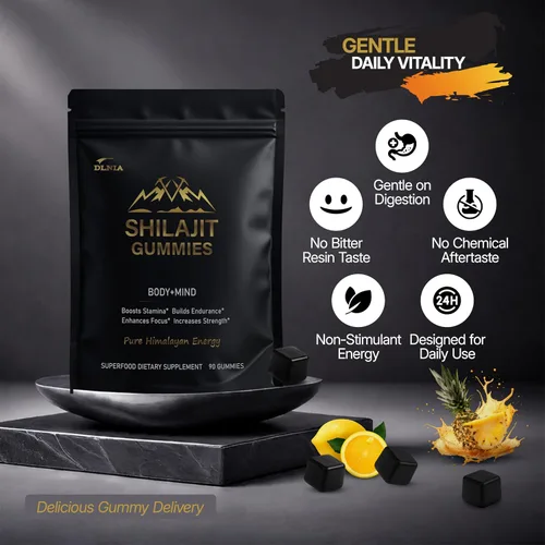 Vista 3 de DLNIA Gomitas de Shilajit con Ashwagandha, Musgo de Mar, Cúrcuma - Shilajit del Himalaya Orgánico, Sin Azúcar y Apto para Veganos para Hombres