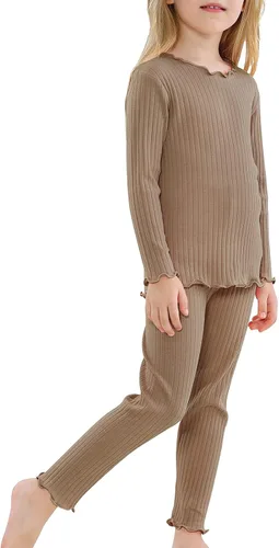 Vista 2 de American Trends Ropa interior térmica para bebés y niñas, conjunto de 2 piezas, ropa de dormir larga Johs para niñas