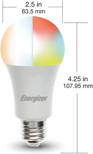 Vista 5 de Energizer Connect Smart A19 - Bombilla LED RGB multicolor y multicolor con control de voz y acceso remoto a través de tu teléfono inteligente