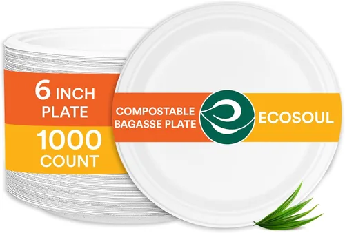 Vista 18 de ECO SOUL - Platos de papel compostables de 9 pulgadas (paquete de 200) biodegradables, resistentes, desechables, ecológicos para cena de Navidad
