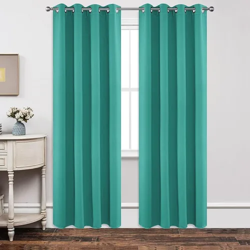 Vista 44 de Joydeco - Juego de 2 paneles de cortinas opacas de 63 pulgadas, 2 cortinas largas con aislamiento térmico burg, cortinas de oscurecimiento