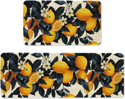 Vista 10 de Mloabuc® Tapete decorativo de flores, tapetes de cocina de arpillera de arpillera para mujer, accesorios de cocina para exteriores, 17 x 30 pulgadas