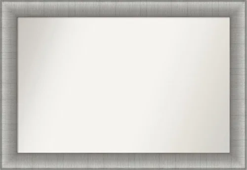 Vista 535 de Amanti Art Espejo de baño plateado para sobre el fregadero, 28 x 37 pulgadas, elegante espejo rectangular de peltre cepillado, marco de madera