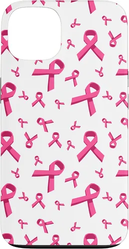 Vista 7 de Funda de soporte para iPhone 17 de mujeres de concientización sobre el cáncer de mama con patrón de cinta rosa