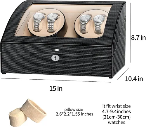 Vista 3 de TEEMING Caja de almacenamiento automática para 10 relojes automáticos 4 bobinas de reloj 6 ranuras 4 modos de reloj giratorios motor silencioso