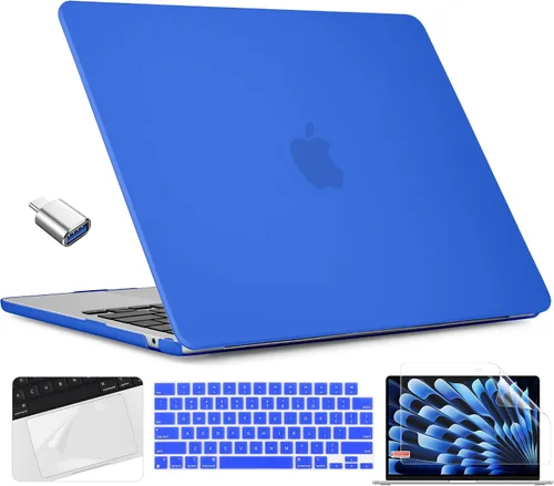 Vista 11 de TWOLSKOO Compatible con funda para MacBook Air M4 de 15 pulgadas versión 2025-2023 M4 A3241 M3 A3114 M2 A2941, carcasa rígida de plástico y Cristal