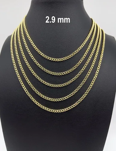 Vista 4 de JEWELHEART Cadena de eslabones cubanos de oro real de 14 quilates 0.075in 0.085in 0.114in 0.150in 0.187in collar con colgante de cadena cubana