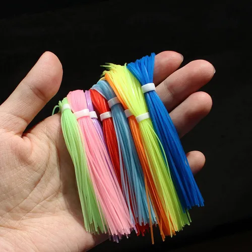 Vista 3 de Tigofly 16 paquetes de 5 pulgadas que brillan en la oscuridad luminosas 8 colores faldas de silicona piernas DIY cebo giratorio hilo de goma