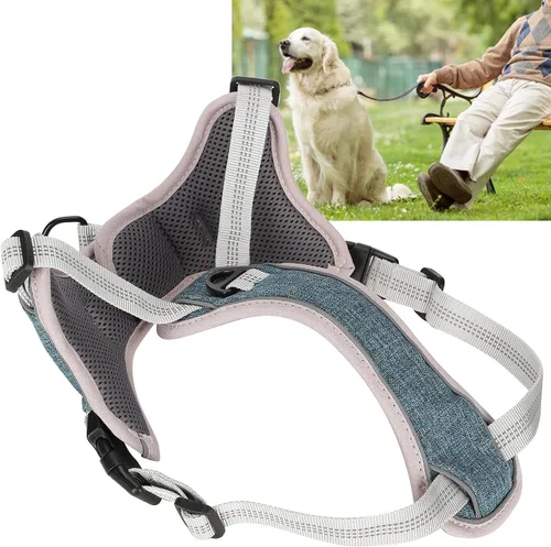 Vista 7 de Dog Vest Harness, Adjustable Reflective No Pull Chest Harness for Large Medium Dogs, Polyester Nylon Outdoor Walking Safety Strap (S)