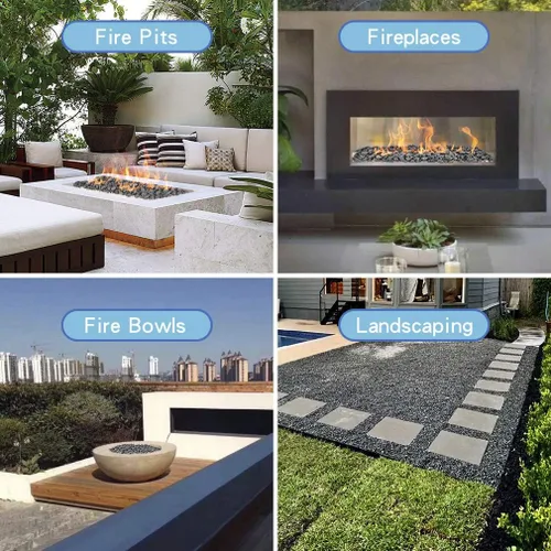 Vista 6 de Skyflame Rocas de lava de 10 libras para hogueras, mesas de fuego, chimeneas, decoración de paisajismo de jardín