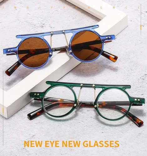 Vista 9 de Lentes de sol redondos para hombres y mujeres, estilo hippie de moda, círculo, protección UV400, tonos punk