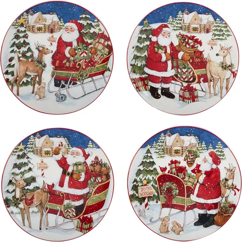 Vista 3 de Certified International Santa's Workshop - Juego de vajilla de 16 piezas, servicio para 4