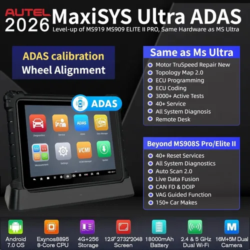 Vista 2 de Autel MaxiSys Ultra ADAS, herramienta de diagnóstico de escaneo inteligente superior 2025 con software de calibración del sistema ADAS
