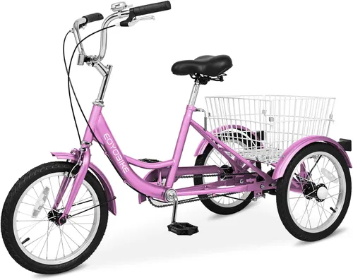Vista 10 de LILYPELLE Triciclo triciclo de 16 pulgadas para principiantes y bicicletas de 3 ruedas de una sola velocidad, bicicletas de tres ruedas con cesta
