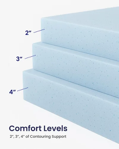 Vista 8 de Lounj Cubrecolchón de espuma viscoelástica de gel, fabricado en Estados Unidos (individual)