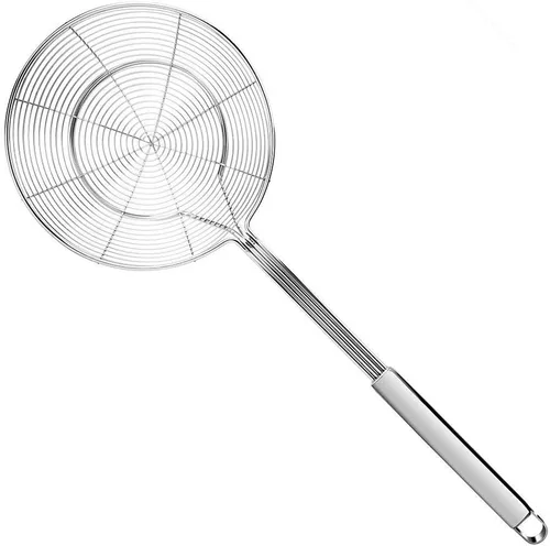 Vista 3 de Colador Skimmer, colador de araña de acero inoxidable, cucharón para pasta, espaguetis, fideos y freír en la cocina, cuenco de 6 pulgadas