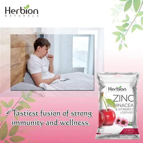 Vista 3 de HERBION Naturals - Pastillas de zinc, equinácea y vitamina C, 25 unidades, suplemento dietético para adultos y niños mayores de 5 años, promueve
