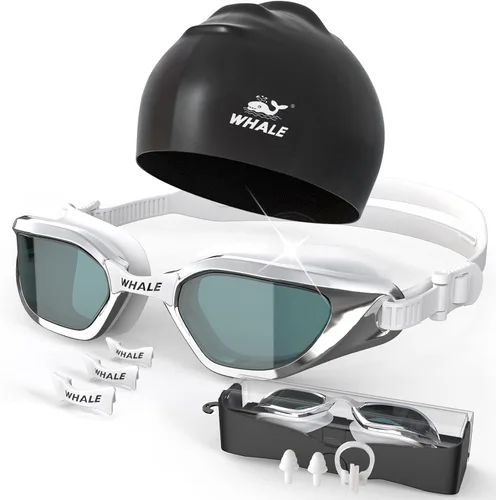 Vista 6 de Whale Gafas de natación para adultos, antiempañamiento, cómodas, polarizantes, para adultos, unisex