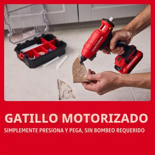 Vista 4 de CRAFTSMAN V20 Hot Glue Gun Full Size, Cordless Glue Gun and Sticks Set with LED Light, Interchangeable Nozzles and Wrench, Retractable Dip Tray