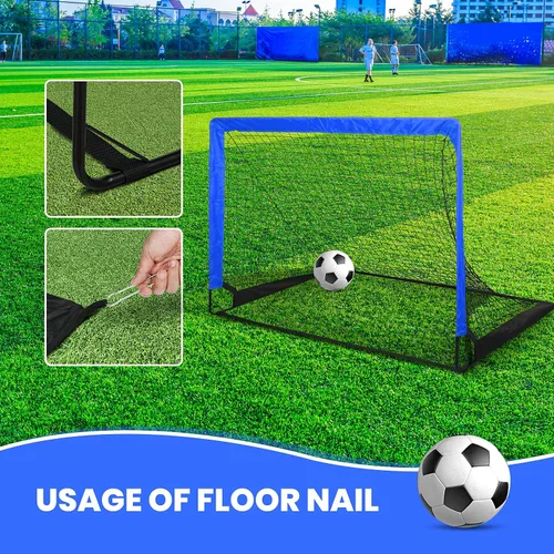 Vista 6 de YSSOA Juego de 2 porterías de fútbol portátiles de 4 x 3 pies para patio trasero plegable con bolsa de transporte, perfecto para jóvenes, adultos