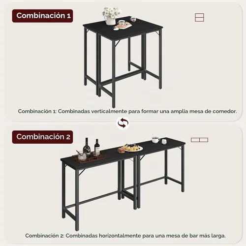 Vista 5 de MAHANCRIS Mesa de Bar Estrecha, Mesa de Pub de 160 cm para Sala de Estar, Mesas de Bar con Estructura de Metal Resistente, Mesa de Bar Conectable