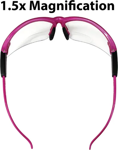 Vista 6 de Global Vision Gafas Cougar Bifocal Gafas De Seguridad De Las Mujeres Rosa Oscuro Marco De Nylon Lentes Transparentes