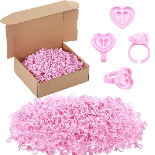 Vista 8 de Yaomiao 500 anillos de pegamento para extensiones de pestañas, desechables, anillos de pegamento para salones de belleza, soporte para vasos