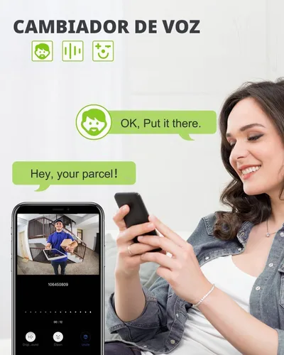 Vista 3 de MUBVIEW - Timbre con cámara de puerta inalámbrico con timbre, timbre de video - sin suscripción, cambiador de voz, personalización de zonas