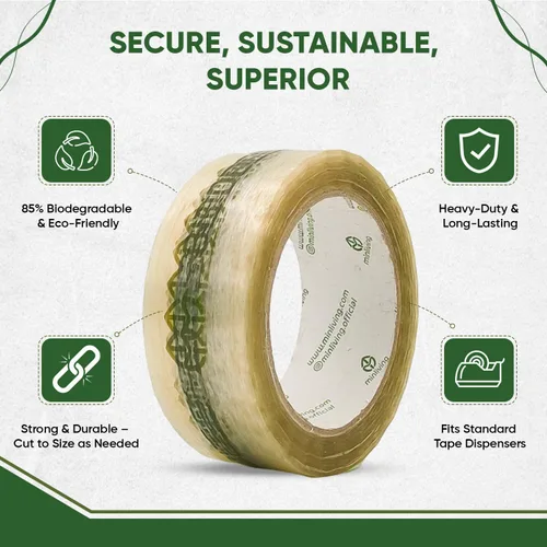Vista 2 de Cinta de embalaje biodegradable Cinta de embalaje de celulosa a base de plantas Adhesivo multiusos resistente para envío, mudanza, oficina