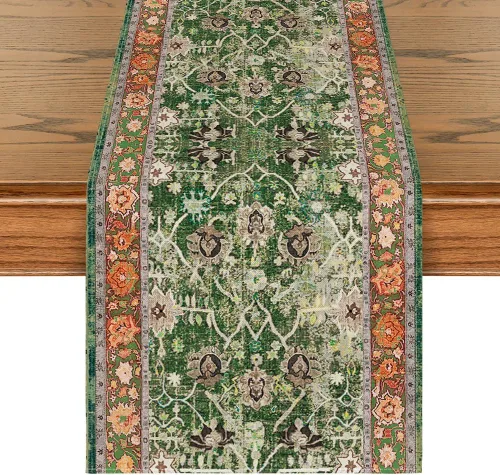 Vista 10 de Artoid Mode Camino de mesa estilo bohemio rojo, decoración mágica rústica de granja para cocina y comedor de otoño para decoración de fiesta