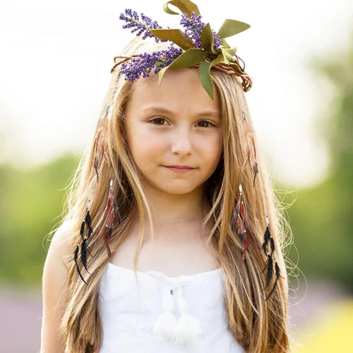 Vista 2 de Paquete de 6 extensiones de cabello hippie bohemio hechas a mano con clip de plumas, tocado de peine, accesorios de bricolaje para mujer