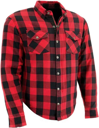 Vista 14 de Milwaukee Leather Camisa de montar de franela blindada a cuadros para hombre con refuerzo de fibra de aramida y armadura extraíble CE - S