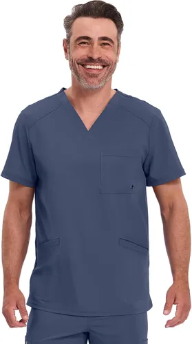 Vista 14 de Cherokee Infinity Men's V-Neck Scrub Top with 3 Pockets and 360° Stretch Negro
