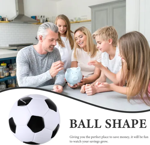 Vista 6 de Kisangel - Alcancía de fútbol para niños y niñas, pelota de fútbol, monedas, decoración del hogar, 5.90 pulgadas, lindo dinero de dibujos animados