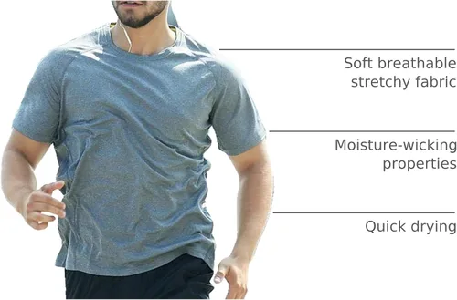 Vista 36 de Camisetas de entrenamiento para hombre, de manga corta, de secado rápido, atlético, gimnasio, activo, absorbe la humedad