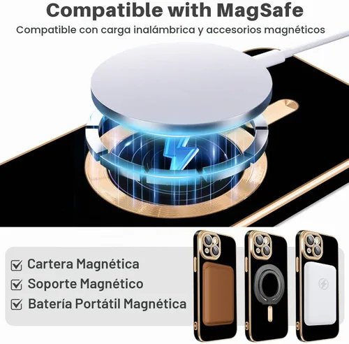 Vista 2 de Dinick Funda diseñada para iPhone 13 con magnética [cubierta de cámara integrada] compatible con MagSafe suave TPU con purpurina, antiarañazos