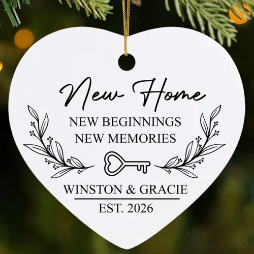 Vista 11 de Adorno de primera Navidad en nuestro nuevo hogar, adorno para el primer hogar 2025, decoración personalizada para colgar en el árbol de Navidad
