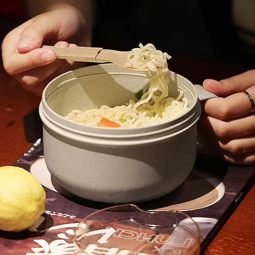 Vista 2 de Tazas para sopa de microondas con tapas, tazón de ramen para microondas de 28.7oz con tapa, diseño mejorado de agarre fácil para llevar contigo