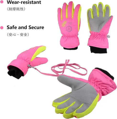Vista 6 de JEELAD Guantes de nieve para niños, guantes de esquí de invierno, guantes de snowboard para niños y niñas, guantes de nieve de invierno