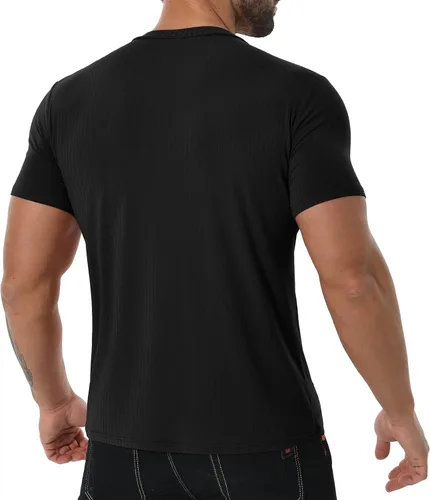 Vista 4 de DISLANBO Camisas Henley para hombre, de verano, casual, ajustadas, básicas, de manga corta, a la moda