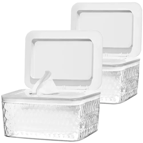 Vista 12 de Paquete de 2 Dispensadores de Toallitas con Diseño de Sello - Dispensador de Toallitas Soporte de Toallitas Caja de Toallitas para Baño Mantiene