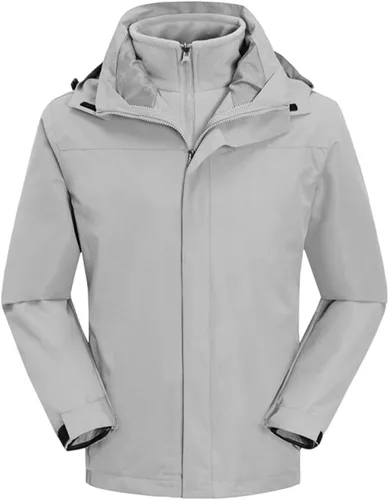 Vista 9 de Chaqueta de esquí 3 en 1 para hombre, impermeable, abrigo de nieve de invierno, resistente al viento, con capucha con forro polar cálido