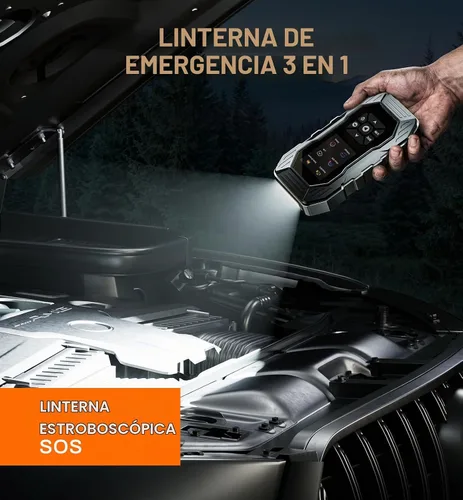Vista 5 de Arrancador de salto de 5000 A con escáner OBD2, arranque de fuerza de 0 V Negro