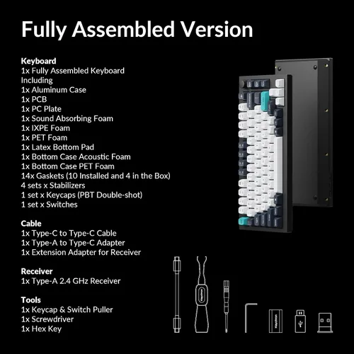Vista 9 de Keychron Q1 Max RGB QMKVIA Teclado mecánico personalizado, perilla programable de metal completo intercambiable en caliente con interruptor rojo
