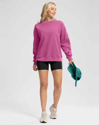 Vista 2 de G Gradual Sudaderas de cuello redondo para mujer, de gran tamaño, mezcla de algodón, forro polar, ajuste holgado