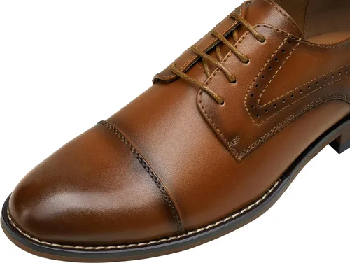 Vista 2 de Vostey Zapatos de vestir para hombre clásicos con punta de ala Brogue Oxfords
