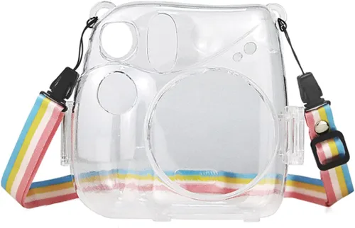 Vista 5 de Funda transparente para cámara instantánea Fujifilm Instax Mini 7+ 7 Plus, funda de cristal para cámara con correa de hombro extraíble Solo funda